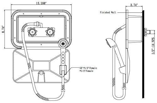 DURA FAUCET DFSA170WT DF-SA170-WT RV Exterior Shower Box Kit Lockable (White) RV & Camper