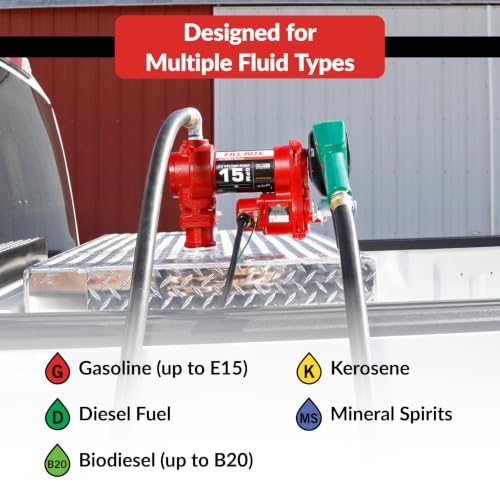 FILL RITE FR1210HA1 Fill-Rite  12V 15 GPM Fuel Transfer Pump with Discharge Hose & Auto...