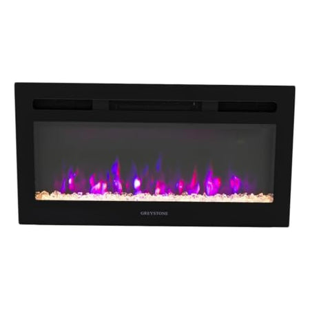 FURRION LLC 2022302071 Greystone - 31 Black Glass Face W/Crystal Log Set Fireplace W/4 Colors