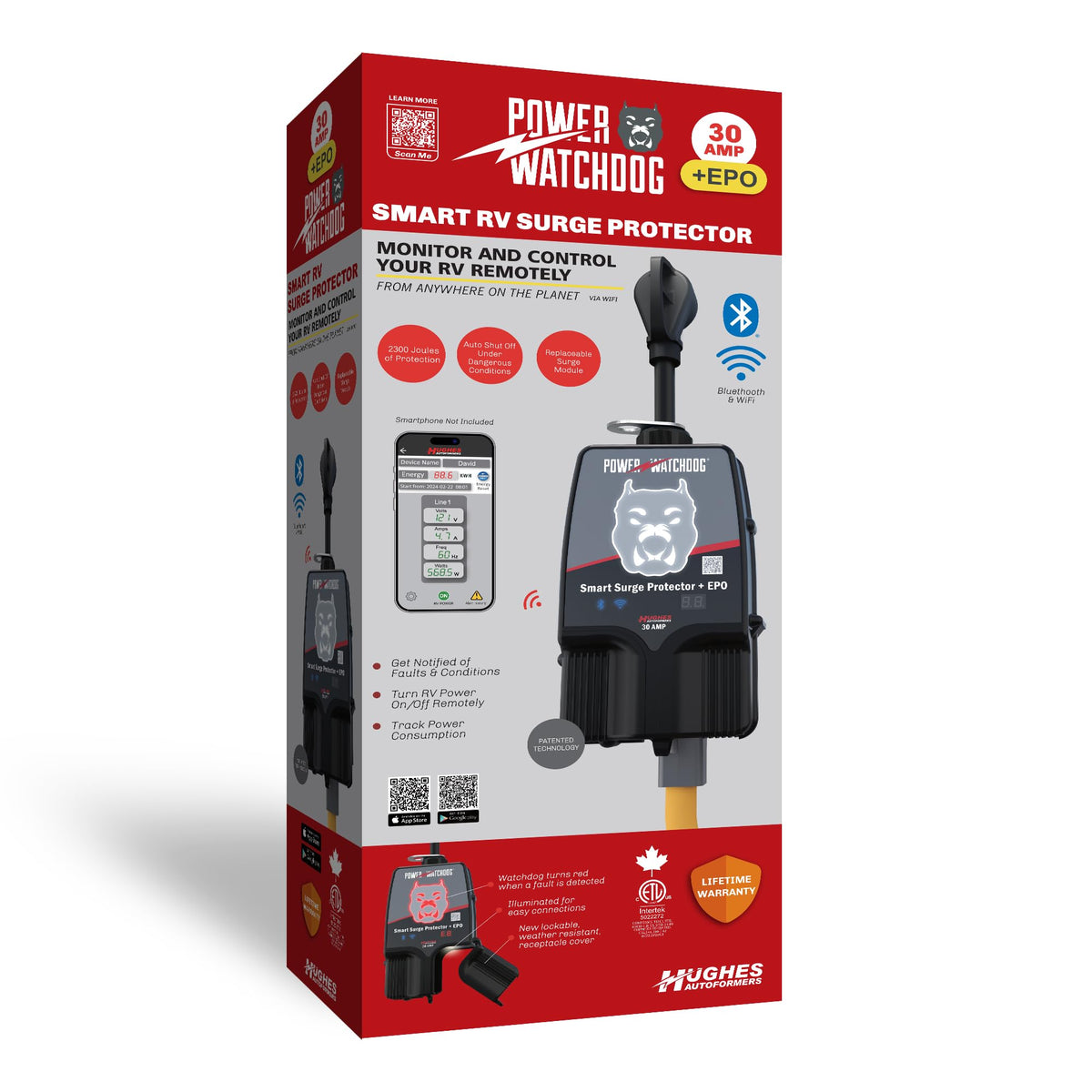 HUGHES AUTO PWD30EPOW Power Watchdog Smart RV Surge Protector, 30A, WiFi & Bluetooth RV & Camper