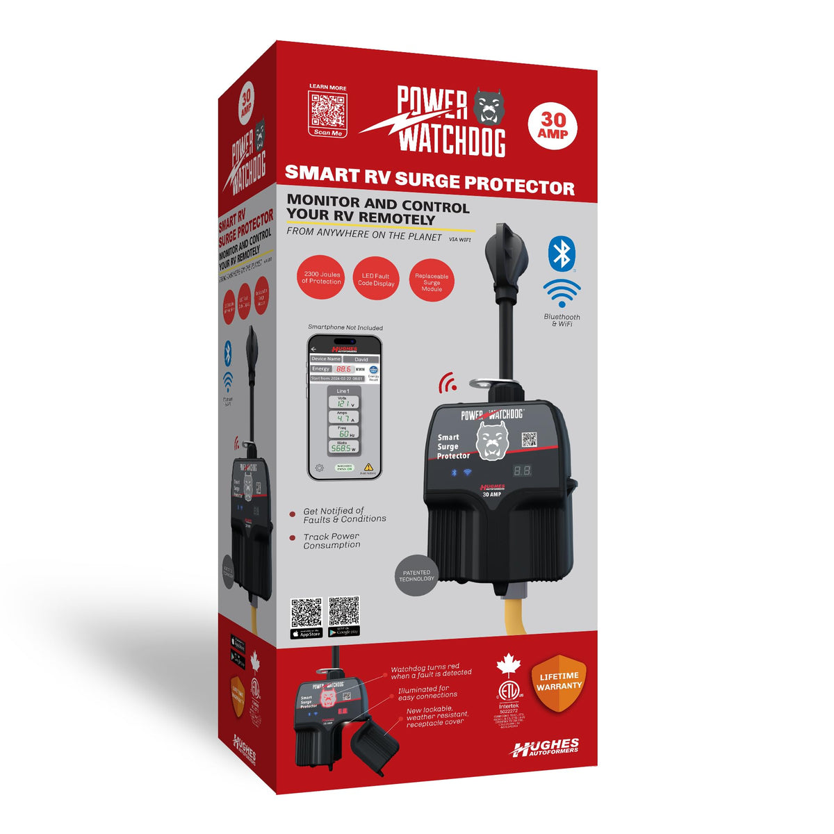 HUGHES AUTO PWD30W Power Watchdog Smart RV Surge Protector, 30A, WiFi & Bluetooth RV & Camper