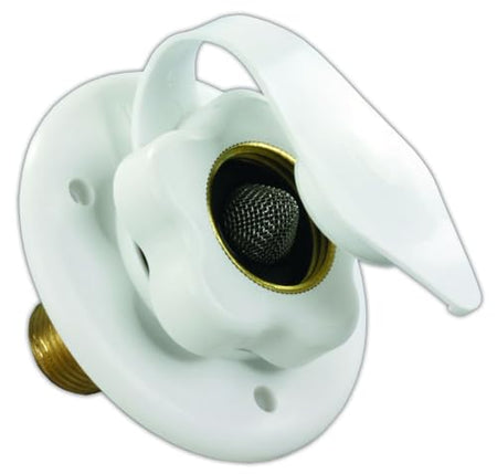 JR PRODUCTS 160-85-A-26-A Polar White City Water Flange with 1/2 MPT RV & Camper