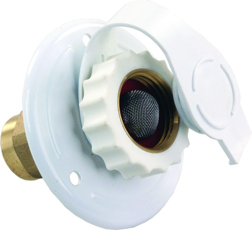 JR PRODUCTS 62155 White Aluminum City Water Flange - 1/2 FPT x 3/4 RV & Camper