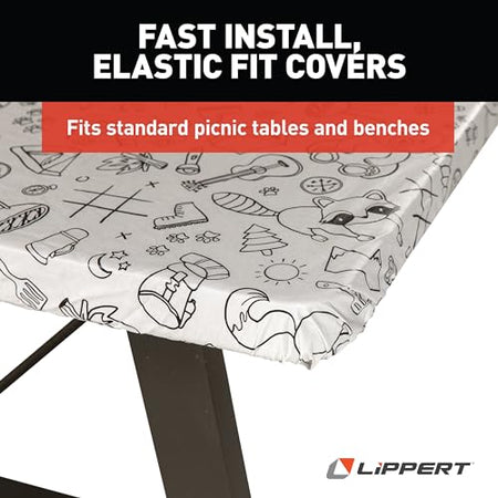 LIPPERT COMP 2023051696 Lippert Color Escape Vinyl Tablecloth/Bench Cover Set for Camping a...