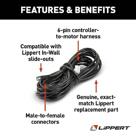 LIPPERT COMP 238992 Lippert Replacement 35' Male-to-Female 6-Pin Controller-to-Motor Ha...