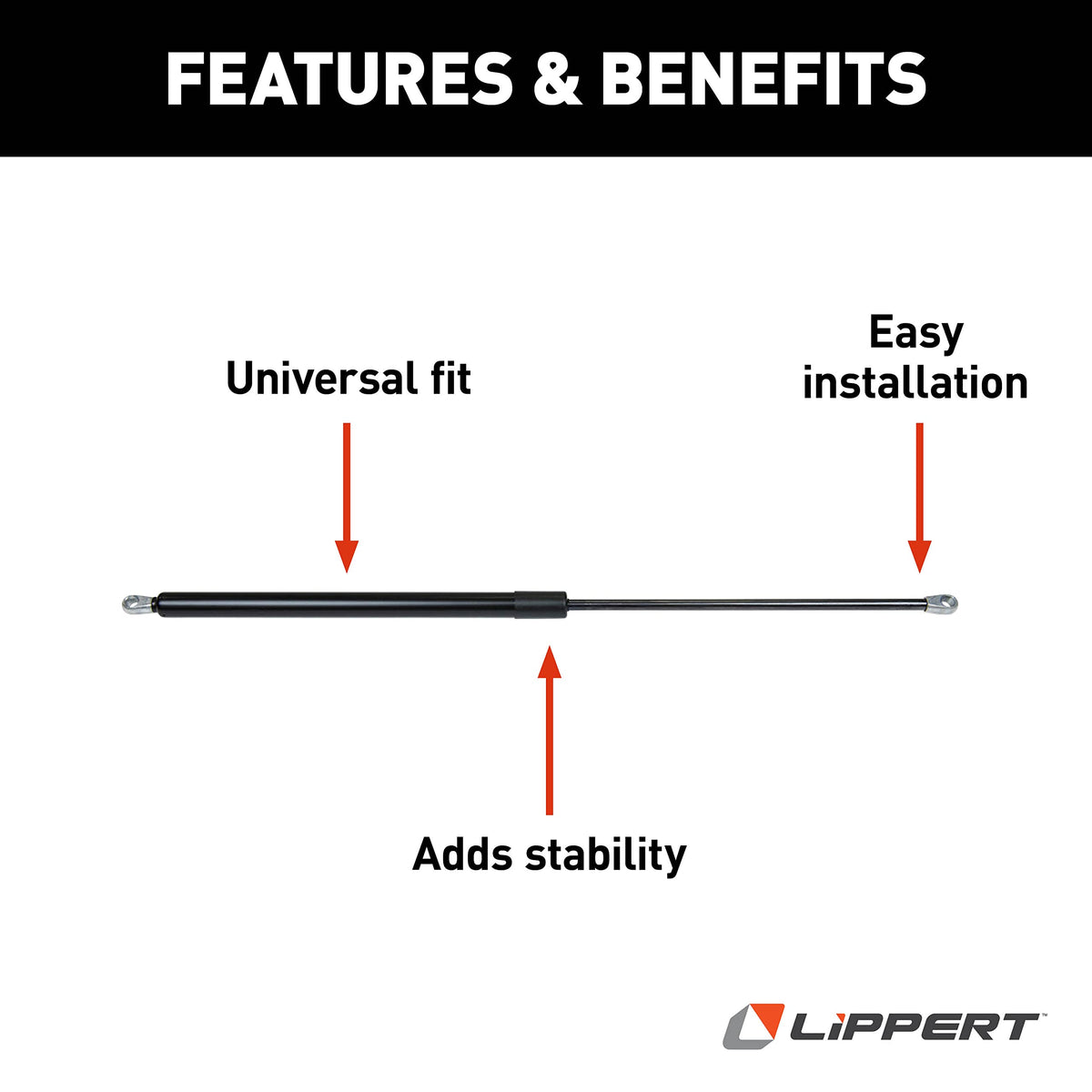 LIPPERT COMP 260282 onents Gas Strut for Pitched Awning Arms, 24 - Black