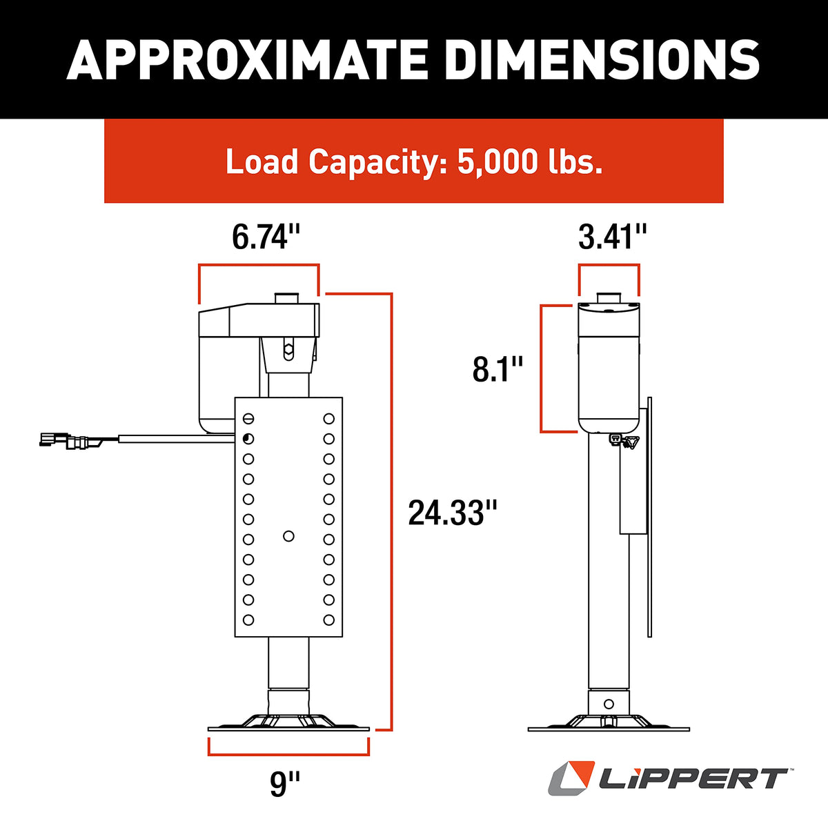 LIPPERT COMP 305339 HALL EFCT JK W/MTG PLT LFT 5000LBS
