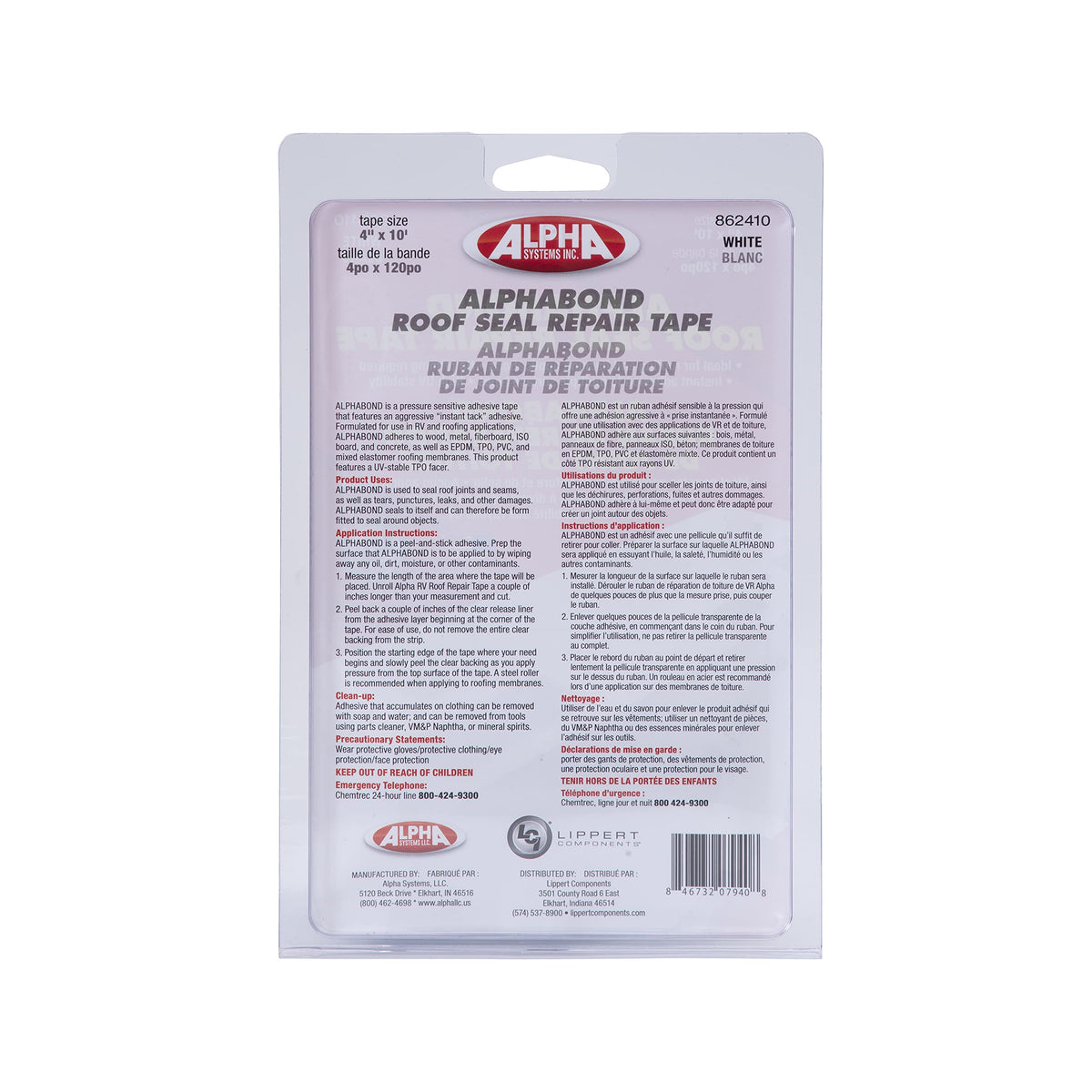 LIPPERT COMP 862410 BOND TPO TAPE 4'X10' REPAIR TAPE-WH