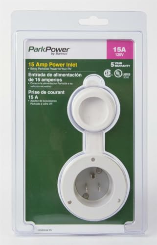 MARINCO 150BBIWRV ParkPower by 150BBIW.RV RV Front Mount 15 Amp, 125V black Power Inlet RV & Camper