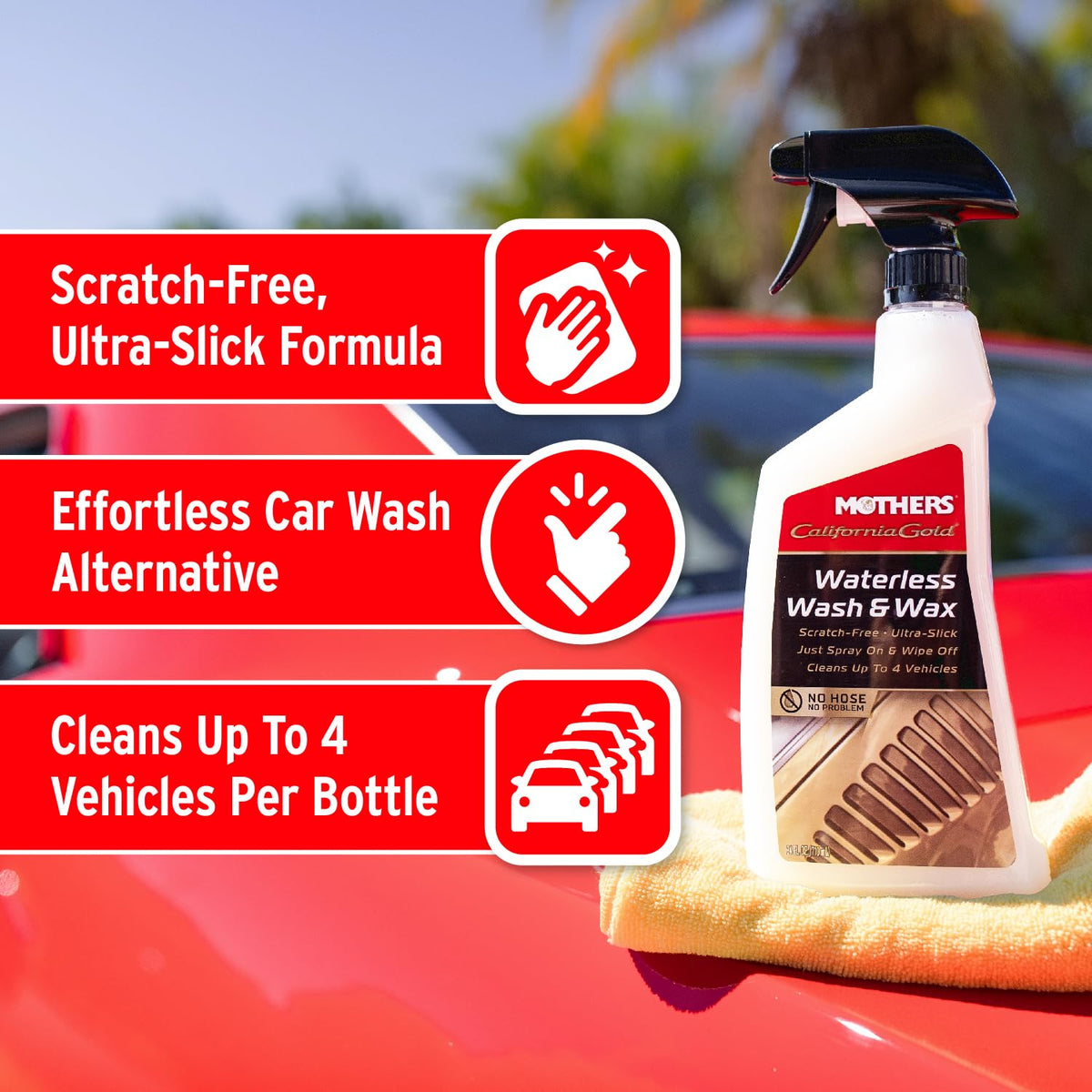 MOTHERS 05644 California Gold Waterless Wash & Wax, 24 oz. () Wheels & Tires