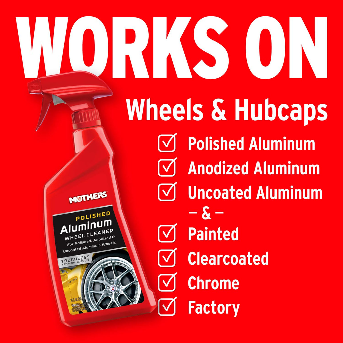 MOTHERS 06024 Polished Aluminum Wheel Cleaner, 24 oz. () Wheels & Tires