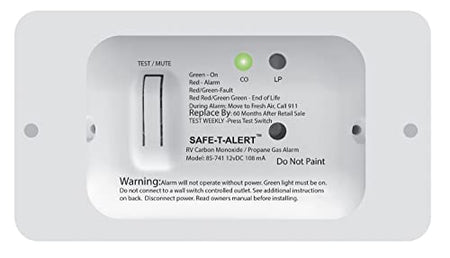 MTI INDUSTRY 85-741-WT-TR Safe-T-Alert 85 Series Carbon Monoxide Propane Gas Alarm - 12V - Wh...