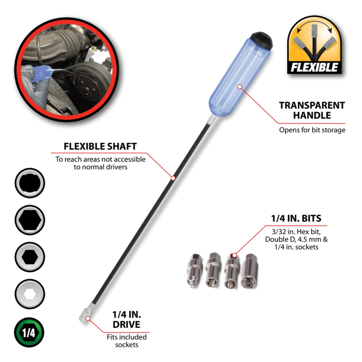 PERFORM TOOL W1187 Performance Tool Automotive Flex Shaft Carburetor Adjuster Engine & Performance