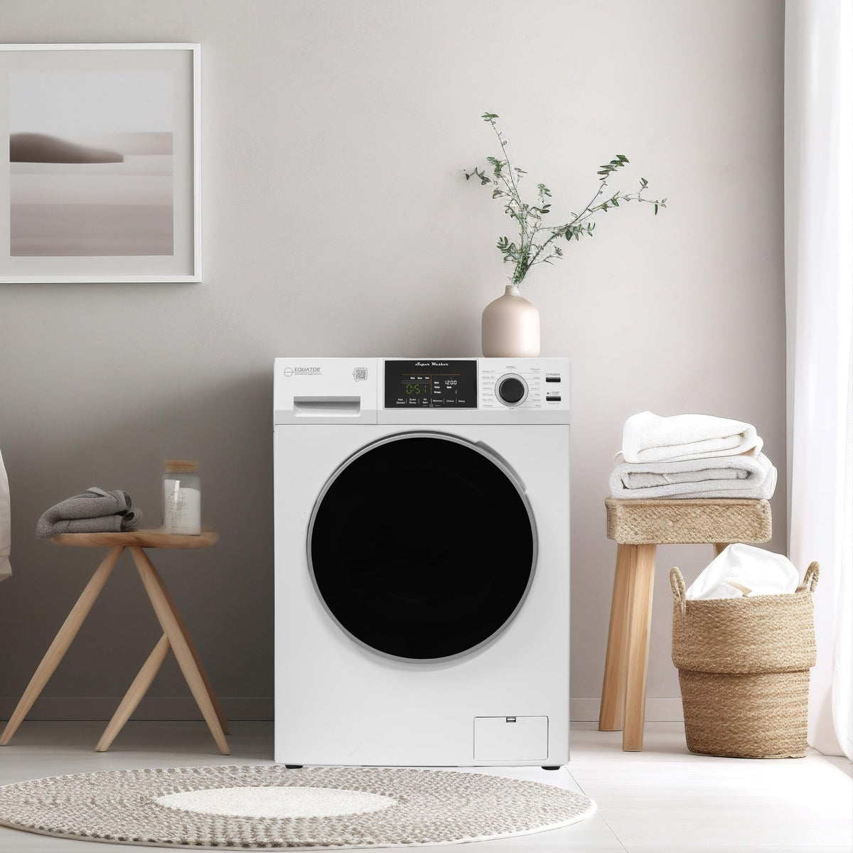 PINNACLE 22-826 L W Equator Compact Washer 1.6cf/15lbs PET CYCLE 15 Programs 110V (White)