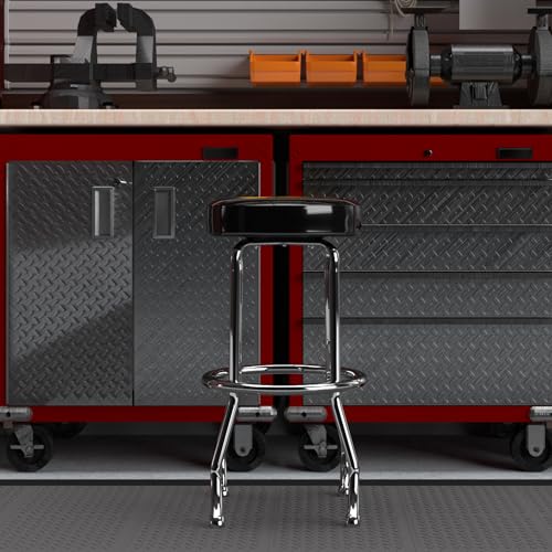 PLASTICOLOR 004776R01 Caterpillar CAT Logo Garage Stool , Black Truck & Exterior
