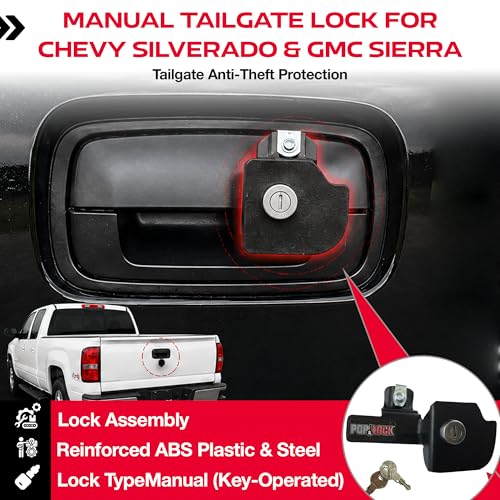POPNLOCK LLC PL1100 Pop & Lock – Manual Tailgate Lock for Chevy Silverado and GMC Sierr...