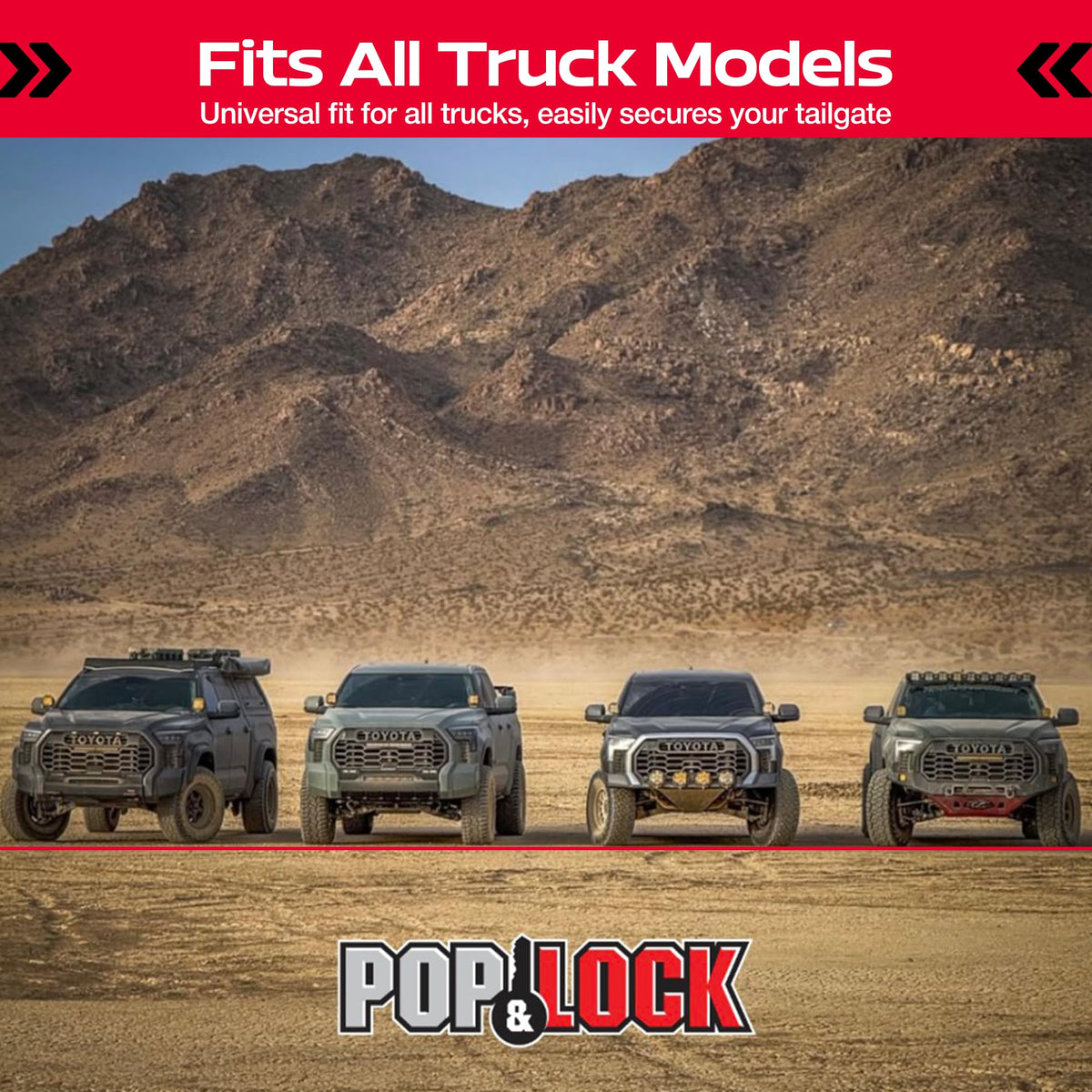 POPNLOCK LLC PL9900 Pop & Lock Universal Black Tailgate Lock, Key Lock, , The Gate Defe...