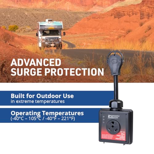PROGRESSIVE SSP-30X Industries Portable RV Smart Surge Protector, Black, 30 Amp RV & Camper