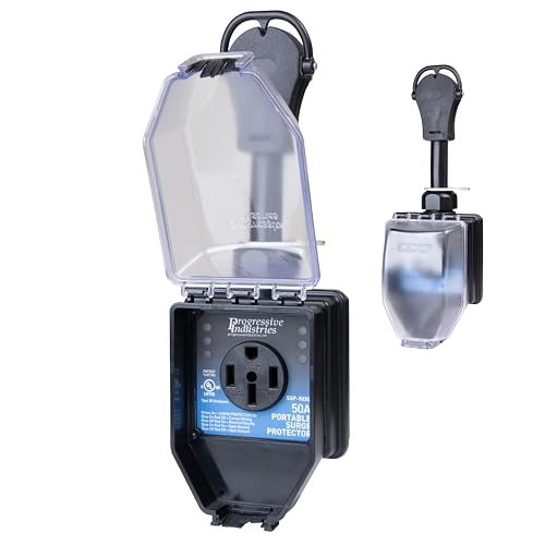PROGRESSIVE SSP-50XL Industries Portable RV Smart Surge Protector, Black, 50 Amp RV & Camper