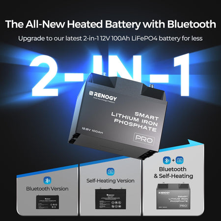 RENOGY 8.40315E+11 12V 100Ah Bluetooth Self-Heating Lithium LiFePO4 Deep Cycle Battery...