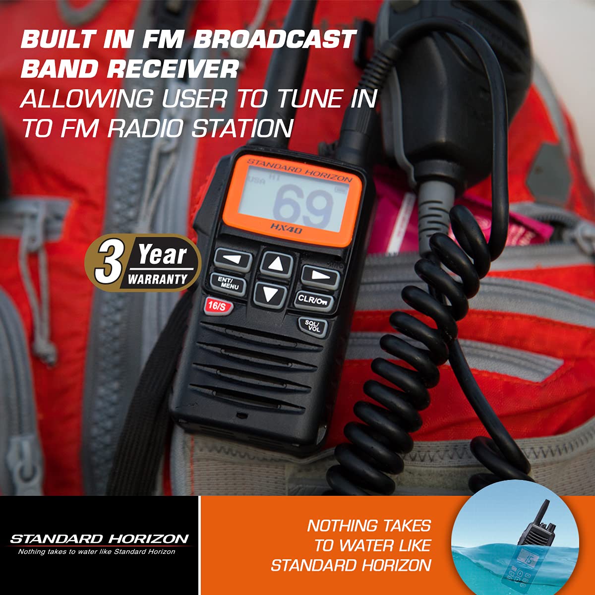 STANDARD HX40 VHF-HH 6W ULTRA COMPACT W/FM RCVR.