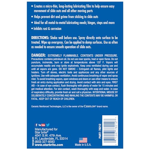 STAR BRITE 078212 RV Slide-Out Lubricating Fluid with Cerflon - Ultra-Slick, Deep-Pen... RV & Camper
