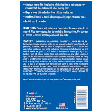 STAR BRITE 078212 SLIDE OUT LUBE 12 OZ