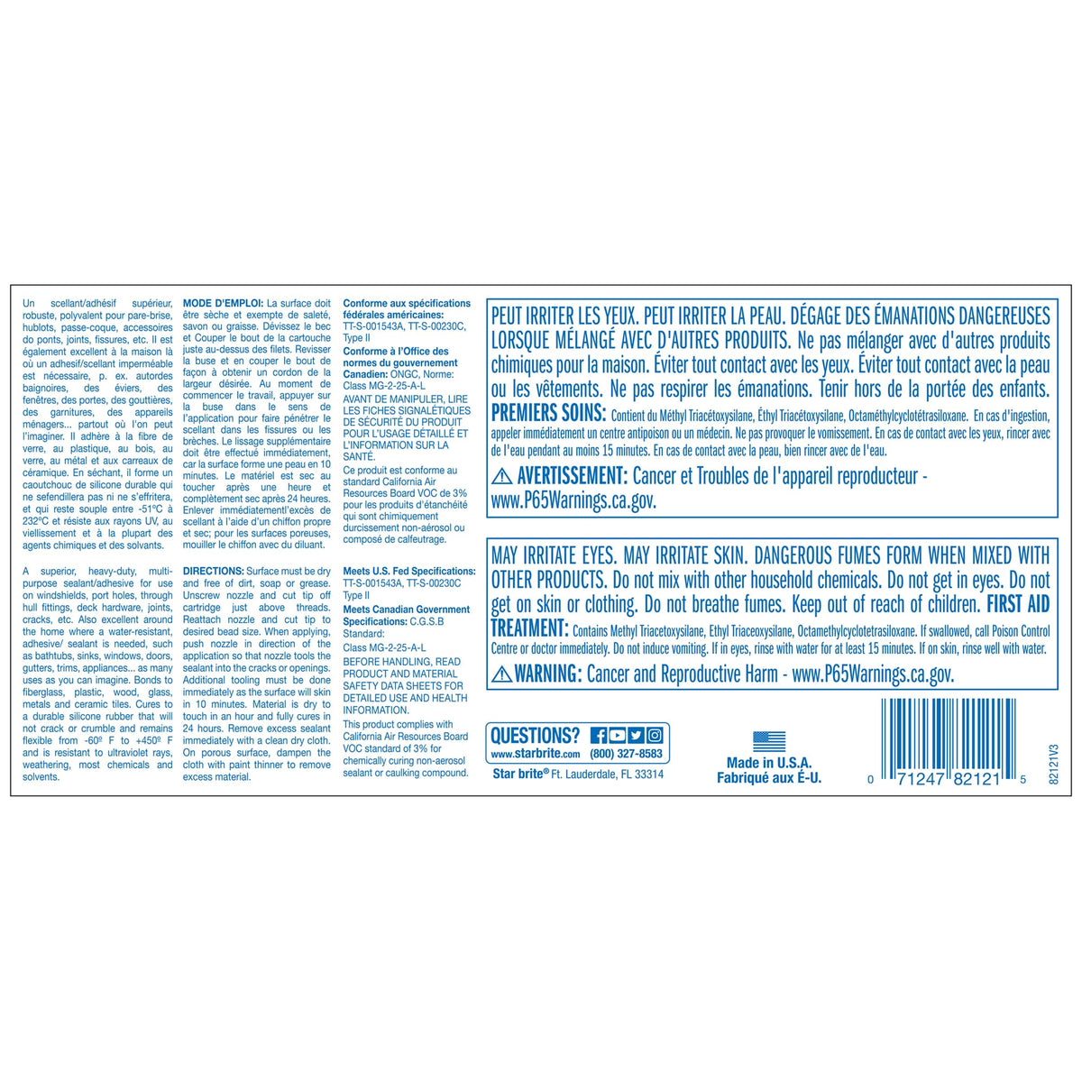 STAR BRITE 082121 Marine Silicone Sealant White - Waterproof Engine & Performance