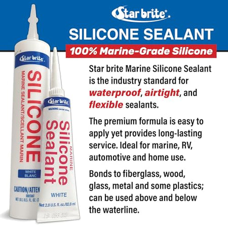 STAR BRITE 082121 Marine Silicone Sealant White - Waterproof Engine & Performance