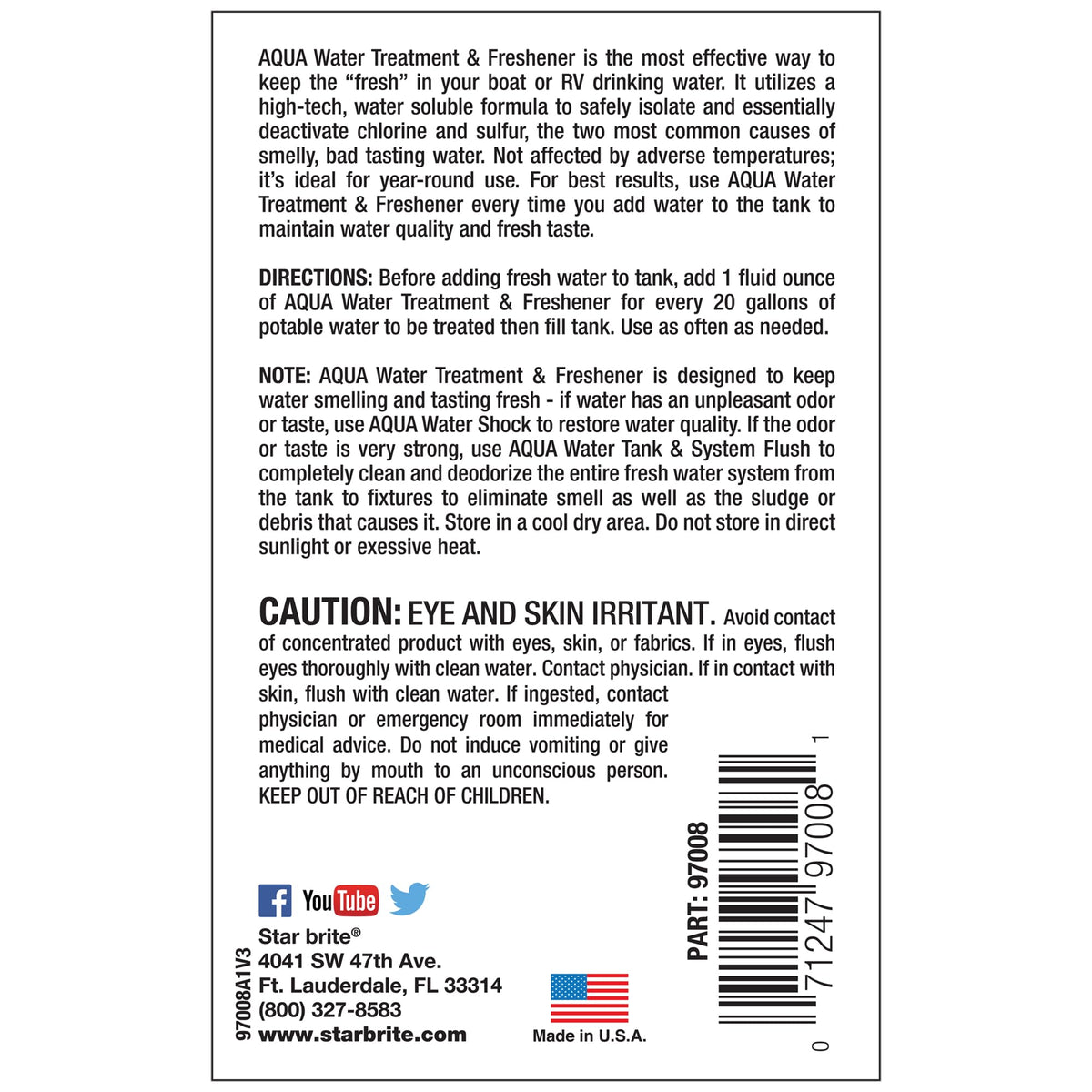 STAR BRITE 097008 Water Treatment & Freshener for Potable Water Systems Marine & Electronics