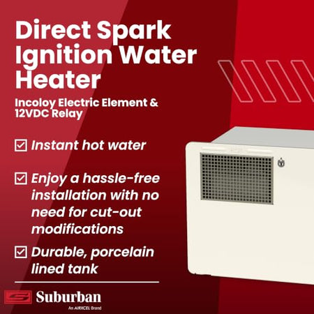 SUBURBAN MFG 5322A Suburban SAW6DEL 6-Gallon Direct Fit RV Water Heater, DSI () RV & Camper