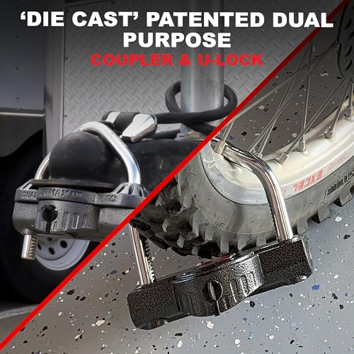 TRIMAX UMAX50D UMAX 50D - Trailer Lock for Hitch, Dual Purpose Transforms to U Loc...