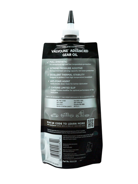 VALVOLINE 889787-EA FlexFill Advanced Full Synthetic 75W-140 Gear Oil 1 Quart Pouch