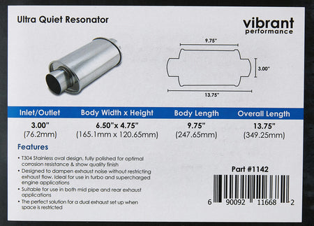 VIBRANT 1142 RESONATOR 3' IN X 3' OUT
